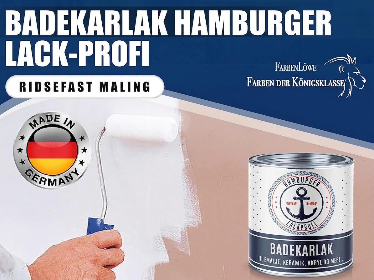 Badeværelsesmaling fra Hamburger Lack-Profi. Ridsefast tysk maling til badekar, emalje, keramik, akryl.