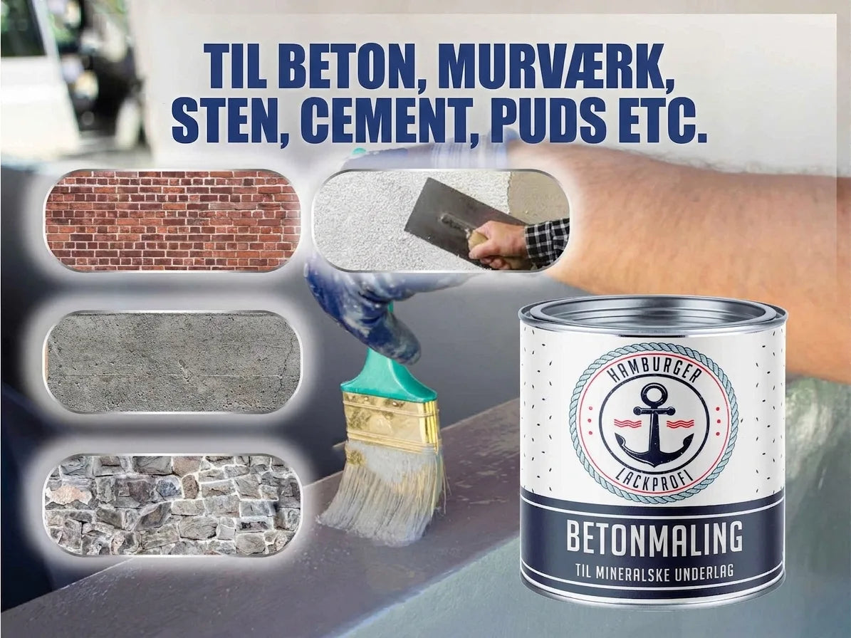 Hamburger Lackprofi betonmaling til beton, murværk, sten, cement og puds. Til mineralske underlag.