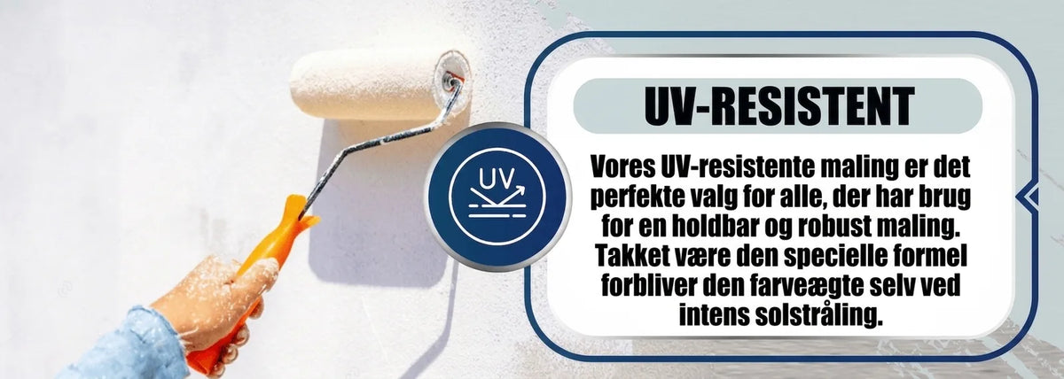 UV-bestandig maling: Hånd maler en hvid væg med en rulle. Perfekt valg for langtidsholdbar og robust farve.
