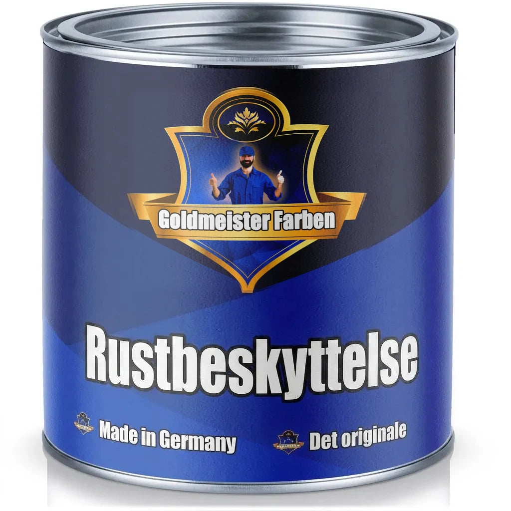 Blå Goldmeister Farben malingdåse til rustbeskyttelse. Originalen, Made in Germany.