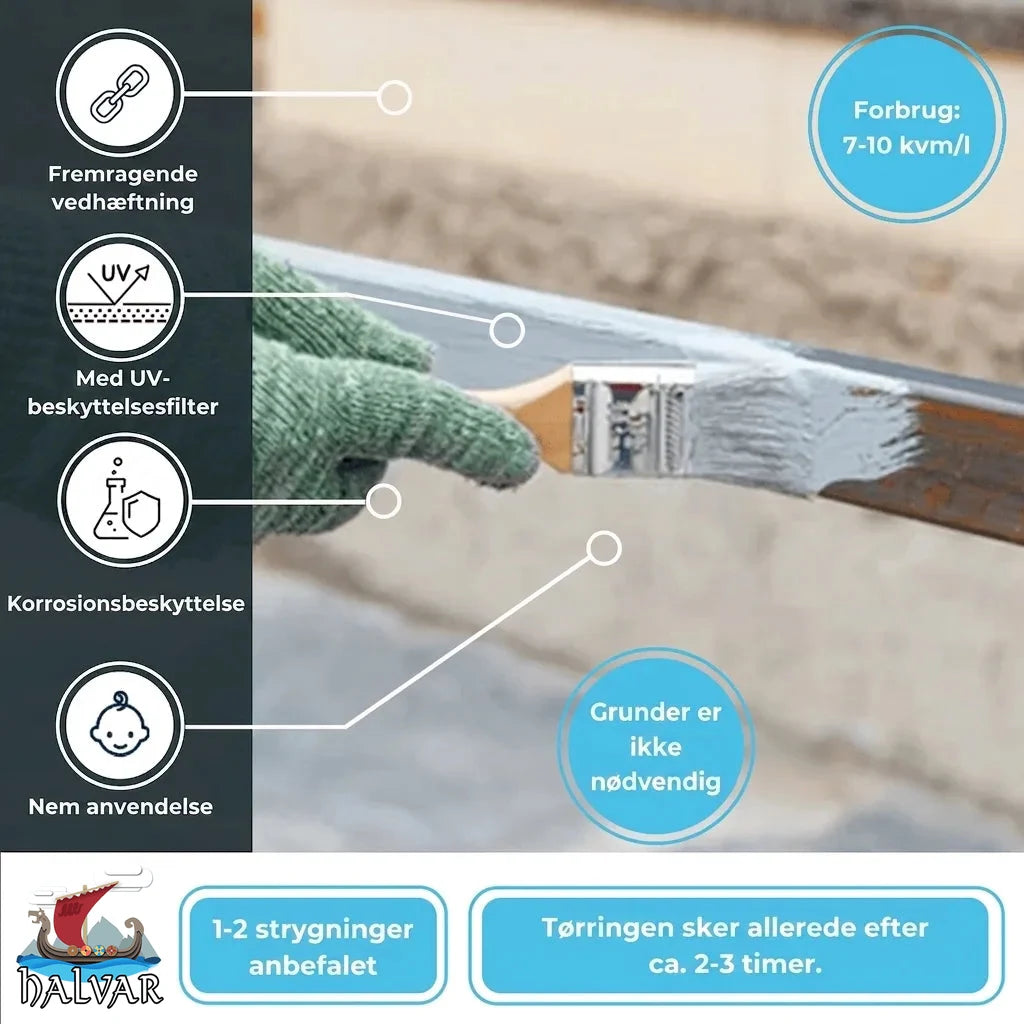 BALVAR maling til metal med UV- og rustbeskyttelse, fremragende hæftning, nem at bruge og hurtigtørrende.