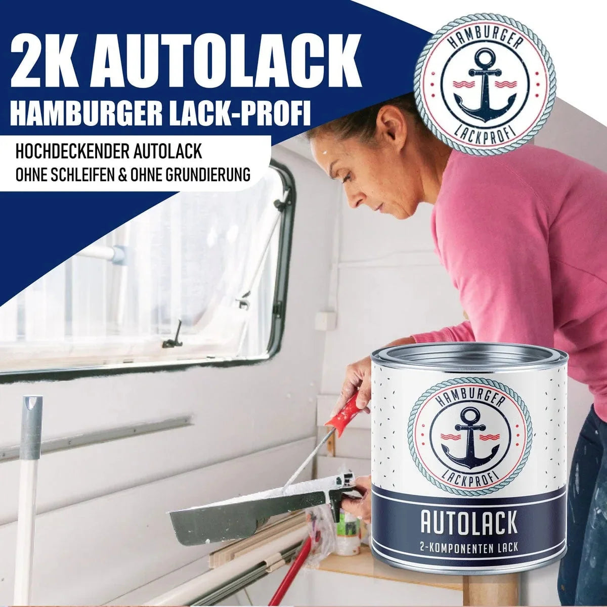 2K Autolak alt-i-ét-sæt (X500) inkl. tilbehør XXL - Hamburger Lack-Profi