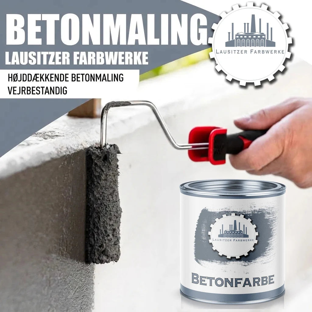 "BETONMALING" fra Lausitzer Farbwerke. Hånd maler betonvæg med "BETONFARBE".