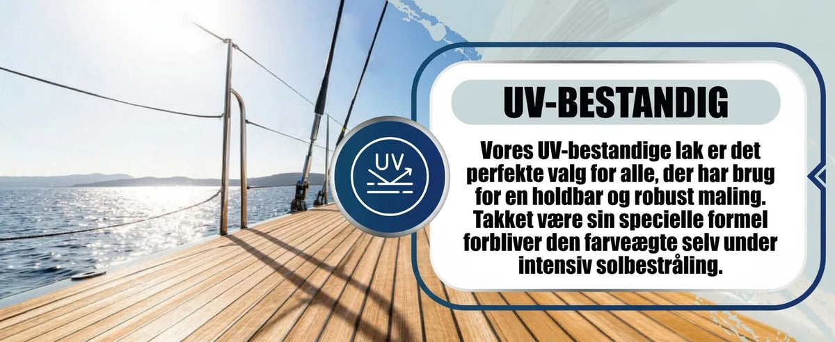 UV-resistent lak til båd. Langtidsholdbar og farveægte i stærk sol. Perfekt til marine dæk og overflader.