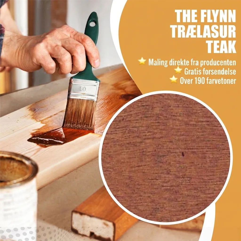 The Flynn trælasur i teak. Farve direkte fra producenten, gratis forsendelse, over 190 farver.