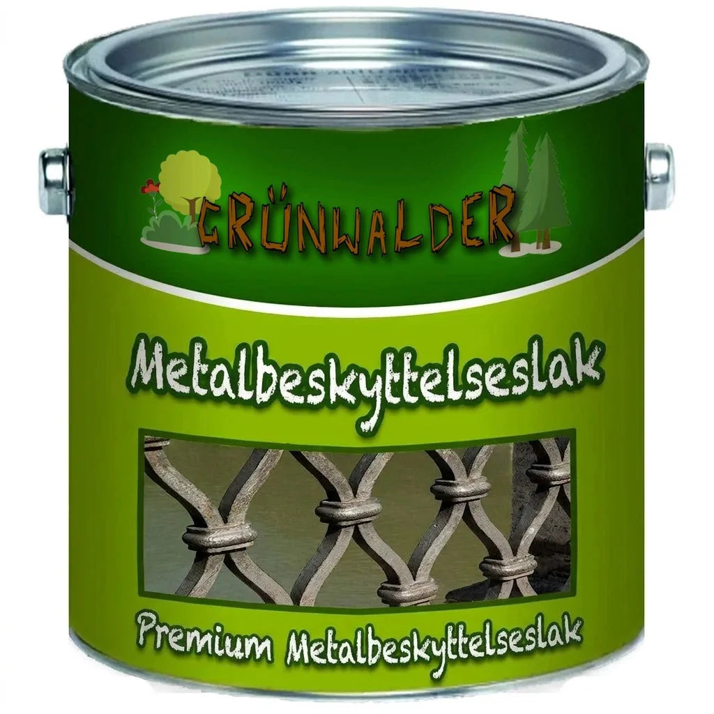 Grünwalder Premium metalbeskyttelseslak i grøn dåse. Effektiv beskyttelse af metal mod rust.