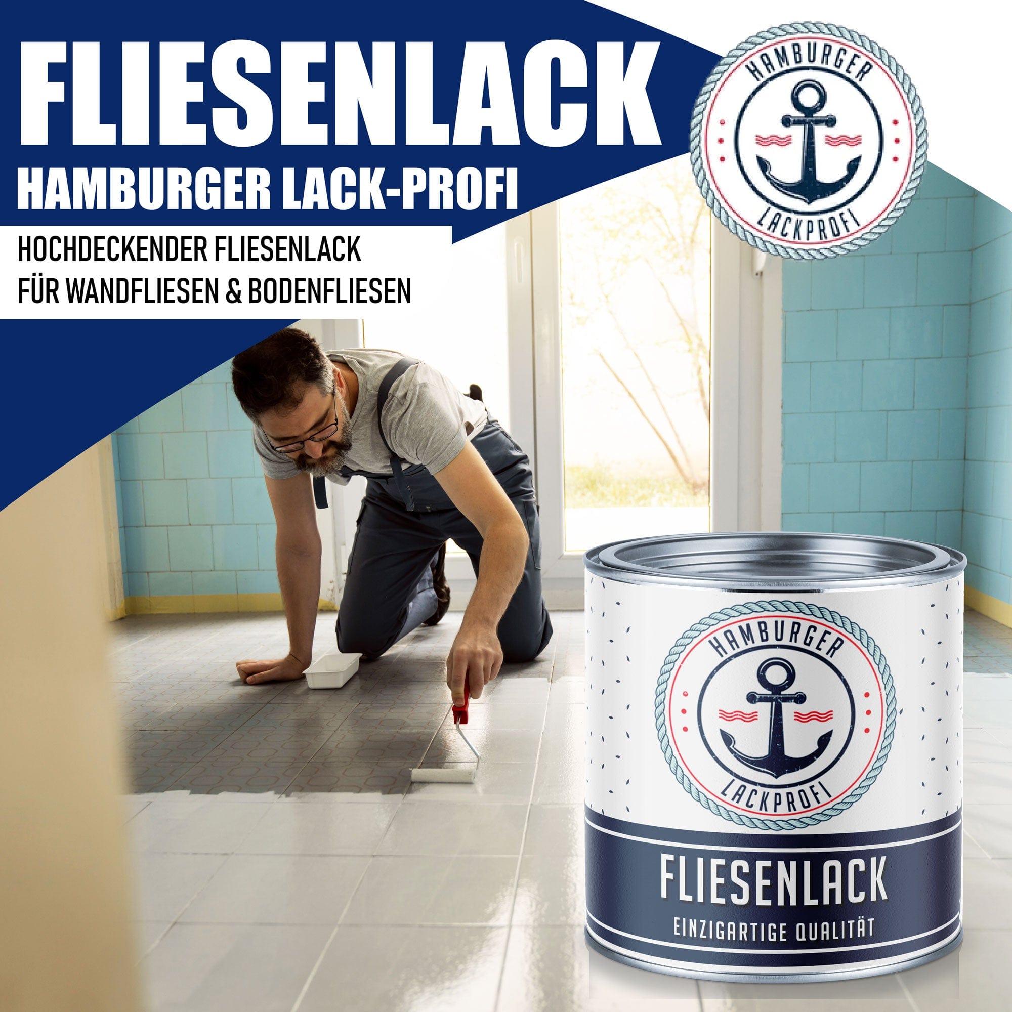 Hamburger Lack-Profi Hamburger Lack-Profi Fliesenlack Schwarz RAL 9005 - hochdeckende Fliesenfarbe