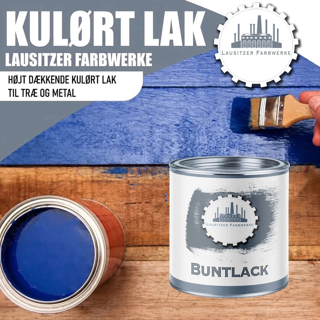 Lausitzer Farbwerke "BUNTLACK" maling på træ. Højtdækkende kulørt lak til træ og metal.